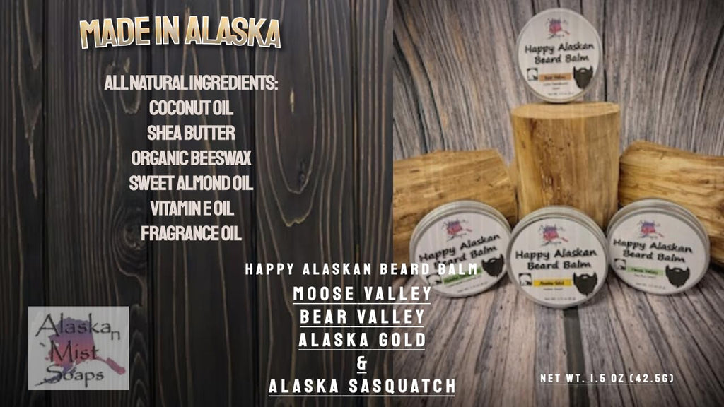 Happy Alaskan Beard Balm: Alaska Sasquatch, scented with Cedarwood Essential oil