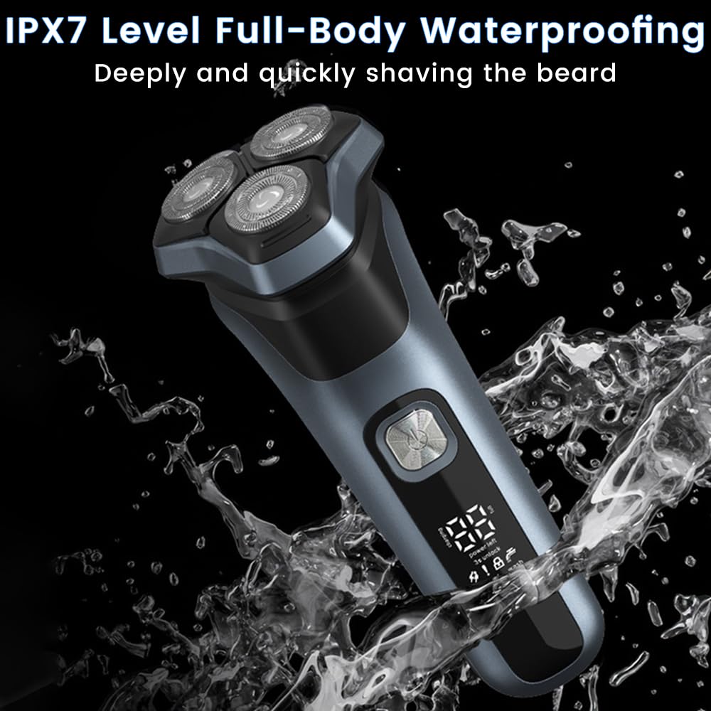 Electric Razor for Men, Electric Shaver for Men Face, 4D Blades with Pop Up Trimmer Waterproof Wet Dry Rechargeable Travel Shaver