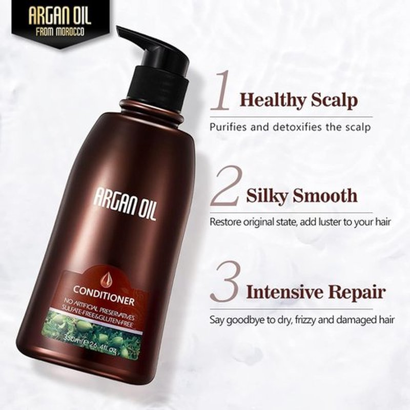 **Moroccan Argan Oil Shampoo & Conditioner Set - Intense Moisturizing Hair Treatment with UV Protection | 3-Pack Gift Box**