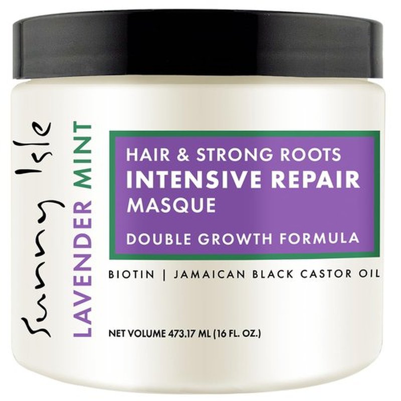 Sunny Isle Lavender Mint Hair & Strong Roots Intensive Repair Masque - Biotin, Jamaican Black Castor Oil - 16 oz