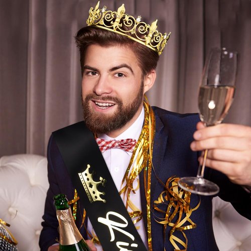 TOBATOBA King and Queen Crown Set with Sashes - King and Queen Crowns for Men and Women - Prom, Homecoming, Wedding, Birthday, Halloween