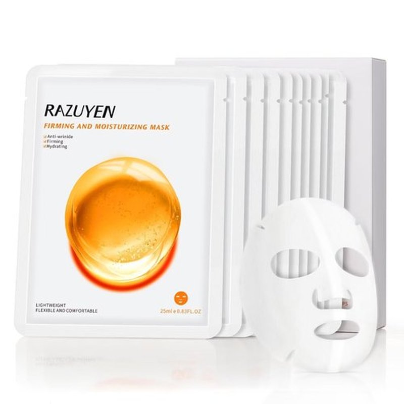 RAZUYEN Firming and Moisturizing Sheet Face Masks (Pack of 10) with Hyaluronic Acid and Peptides, Reduce Fine Lines and Wrinkles, Hydrating & Anti-Aging Spa Face Mask, Facial Skin Care