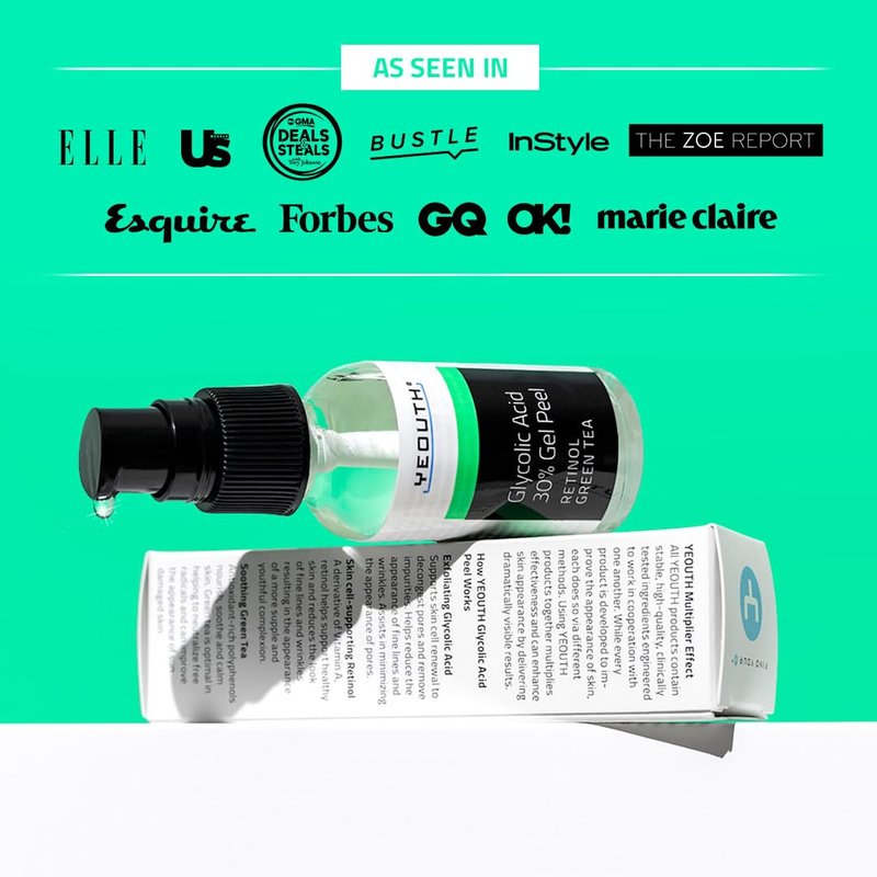 YEOUTH Glycolic Acid Peel - At-Home Chemical Exfoliator with 30% AHA & Retinol | 1oz for Smooth Skin