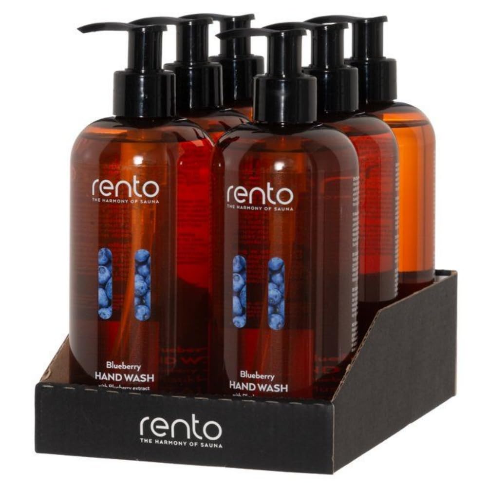 RENTO Hand Wash 13.5 Fl. Oz. (400ml) Gentle & Refreshing Hand Soap for Frequent Hand Washing with Aloe Vera, Vegan, 5 Types: Arctic Berries, Arctic Pine, Birch, Blueberry, Water Lily (Blueberry)