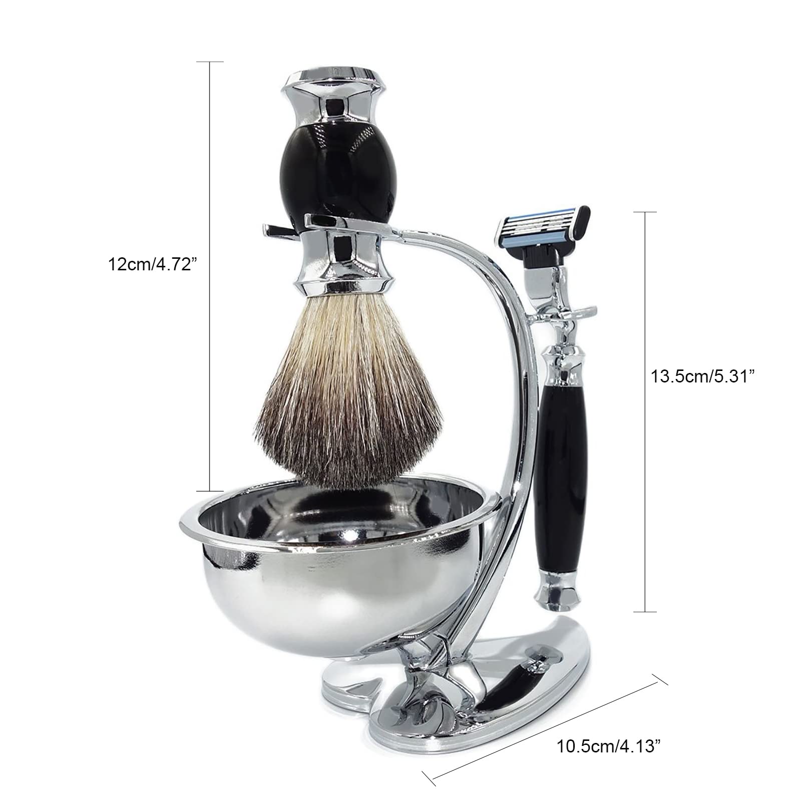 Magyfosia Shaving Kit for Men,Grooming Set with Wet Manual 3-Layer Triple Blade Cartridge Safety Razor,Badger Hair Brush,Heart Shape Stand Holder and Shaving Soap Bowl,Birthday Christmas Gift Set
