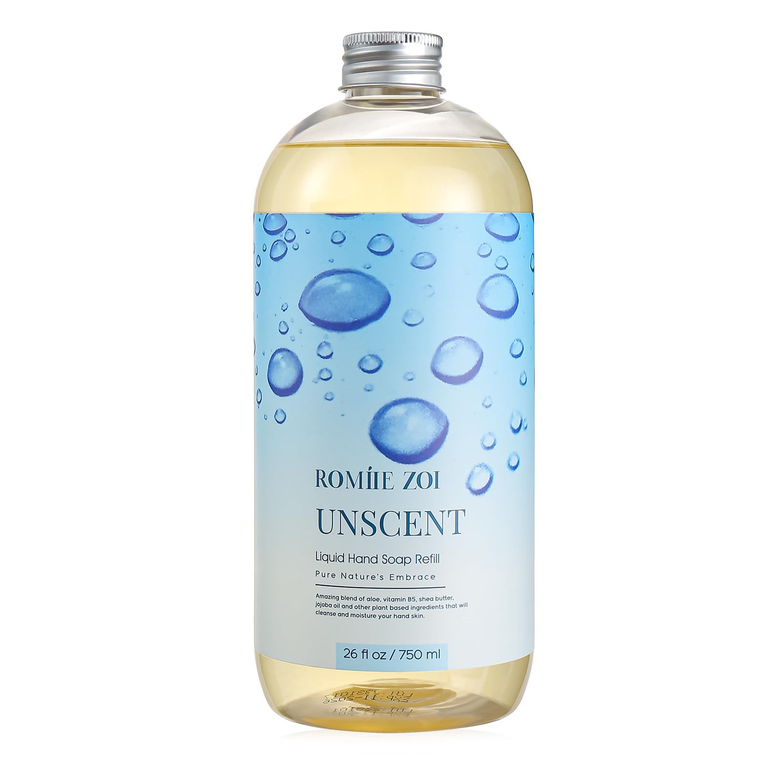 ROMIIE ZOI Liquid Hand Soap Refill, Unscented, Gentle & Moisturizing Formula, 750 ML/ 26 FL OZ