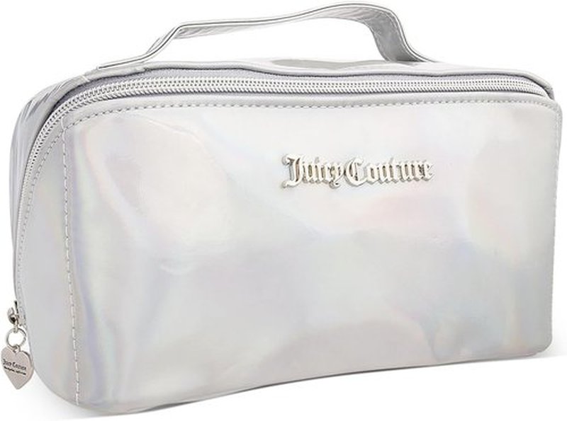 Juicy Couture Makeup Bag - Iridescent Cosmetics Organizer for Travel Essentials | White