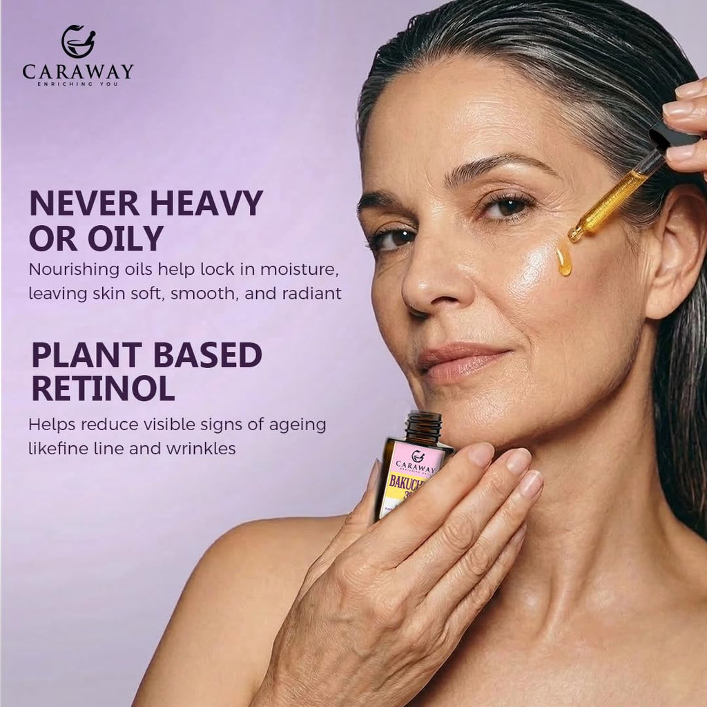 CARAWAY® Bakuchiol Oil 3% - 30,000 ppm Facial Oil – Retinol Alternative – Anti Ageing Oil – Suitable for Mature and Dry Skin | 30 ml