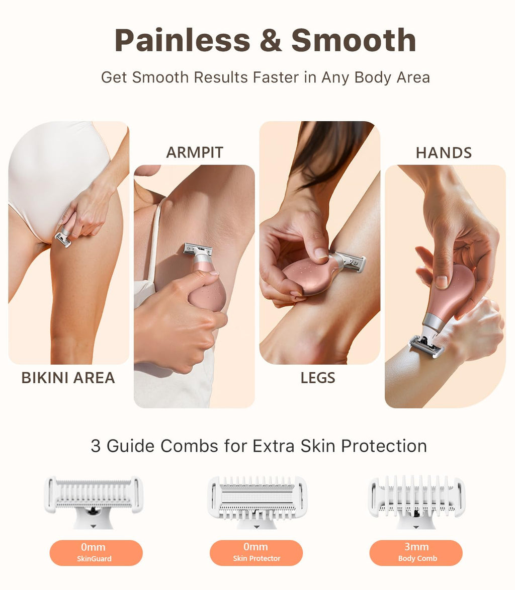 Trimcoo Mini Bikini Trimmer for Women - Intimate Pubic Hair Removal, Electric Body Groomer, Small Portable Wet/Dry Shaver, Magnetic Blade, USB-C Rechargeable with Travel Case, Easy to Clean (Gold)
