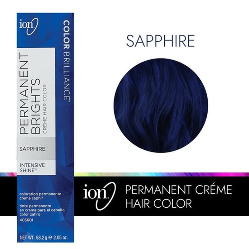 Ion Permanent Brights Creme Hair Color - Sapphire | Vegan, Cruelty-Free, 100% Gray Coverage, 2.05 oz