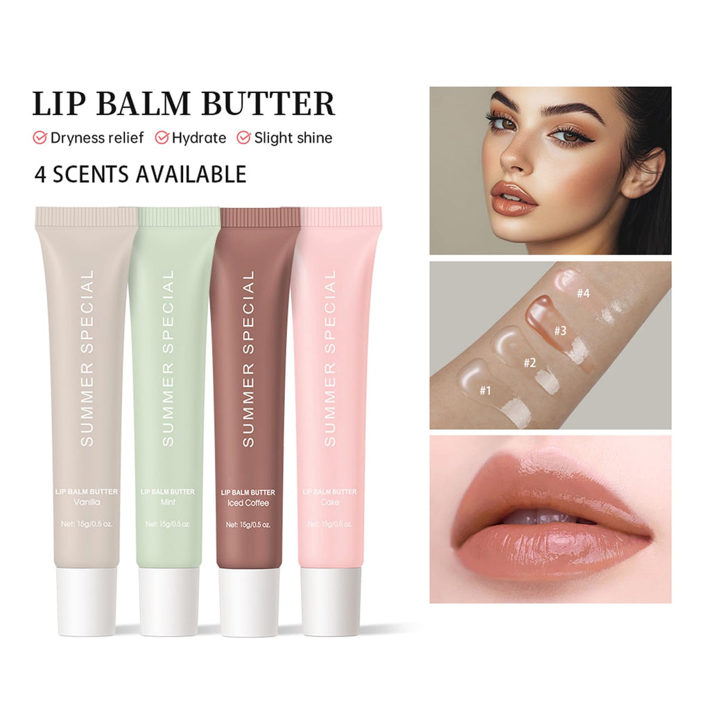 YumSova 4PCS Summer Lip Gloss Lipstick, Containing Natural Oils And Fruit Extracts, Can Soothe And Soften Dry Lips, Keep Moisture For A Long Time, And Is Not Sticky (4PCS)