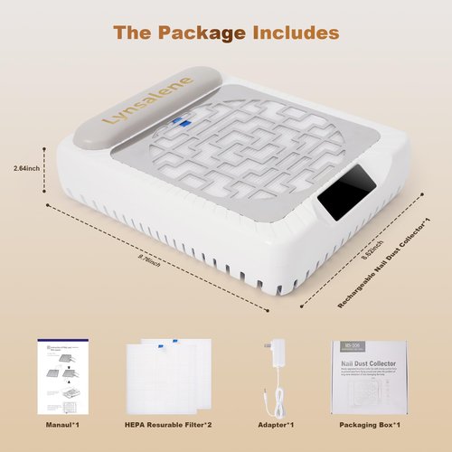 Rechargeable Nail Dust Collector,Portable Dust Collector Nail Tech,40 Speed Adjustable Levels,4000RPM Powerful Suction Nail Vacuum Fan for Acrylic Nail Polishing at Salon & Home