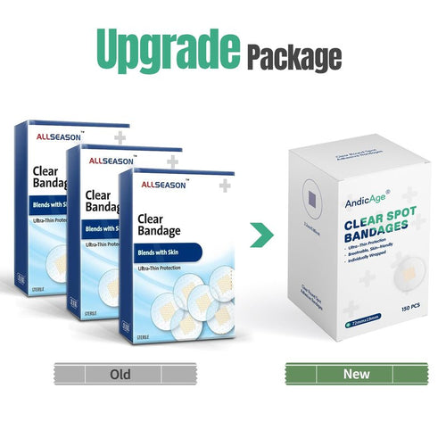 150pcs Clear Round Spot Bandages PE Waterproof Circle Adhesive Bandages, 1 Box (New pacakge)