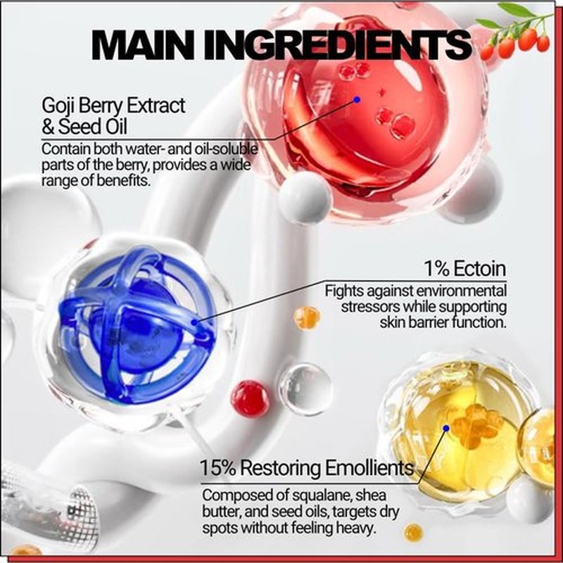 EqualRXN Goji Ectoin Recovery Lip Balm - Hydrating Moisture Oil Formula with Papaya Enzyme for Dry Chapped Lips Barrier & Skin Patches