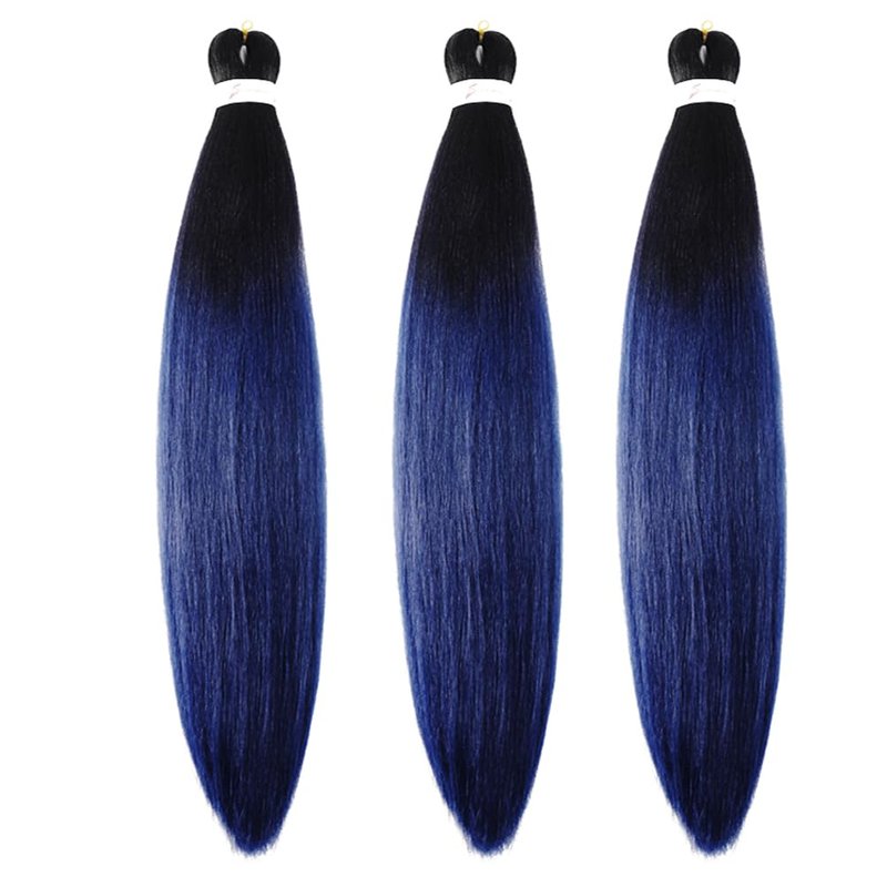 Xiaofeng Prestretched Braiding Hair Extensions Ombre Dark Blue Yaki Texture Braid Hair for Box braids 26 Inch Synthetic Braids Extension B20