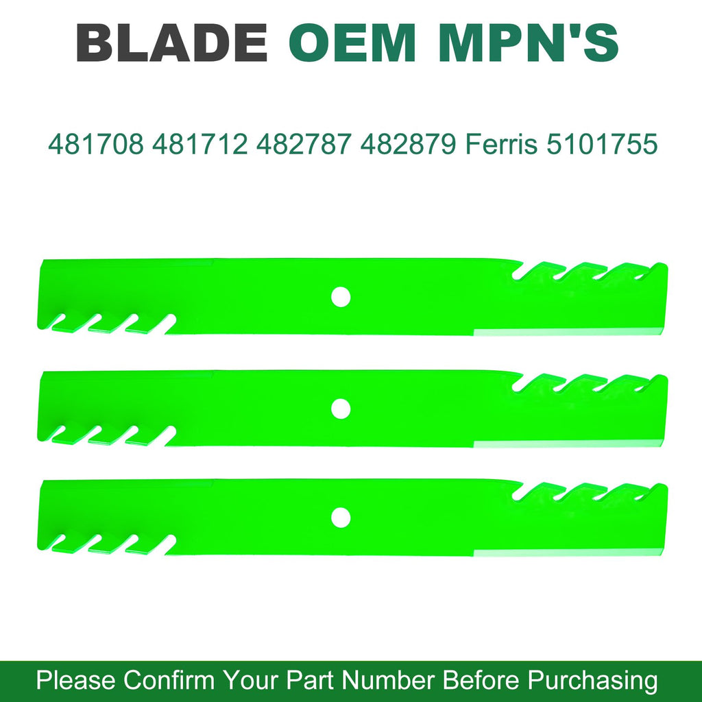 JSXDNWYJ Mower Mulching Blades for S Cag F erris 61" 481708 481712 482787 482879 48111 1520842 5101755 Hus qvarna 539101733 (3 Pack)