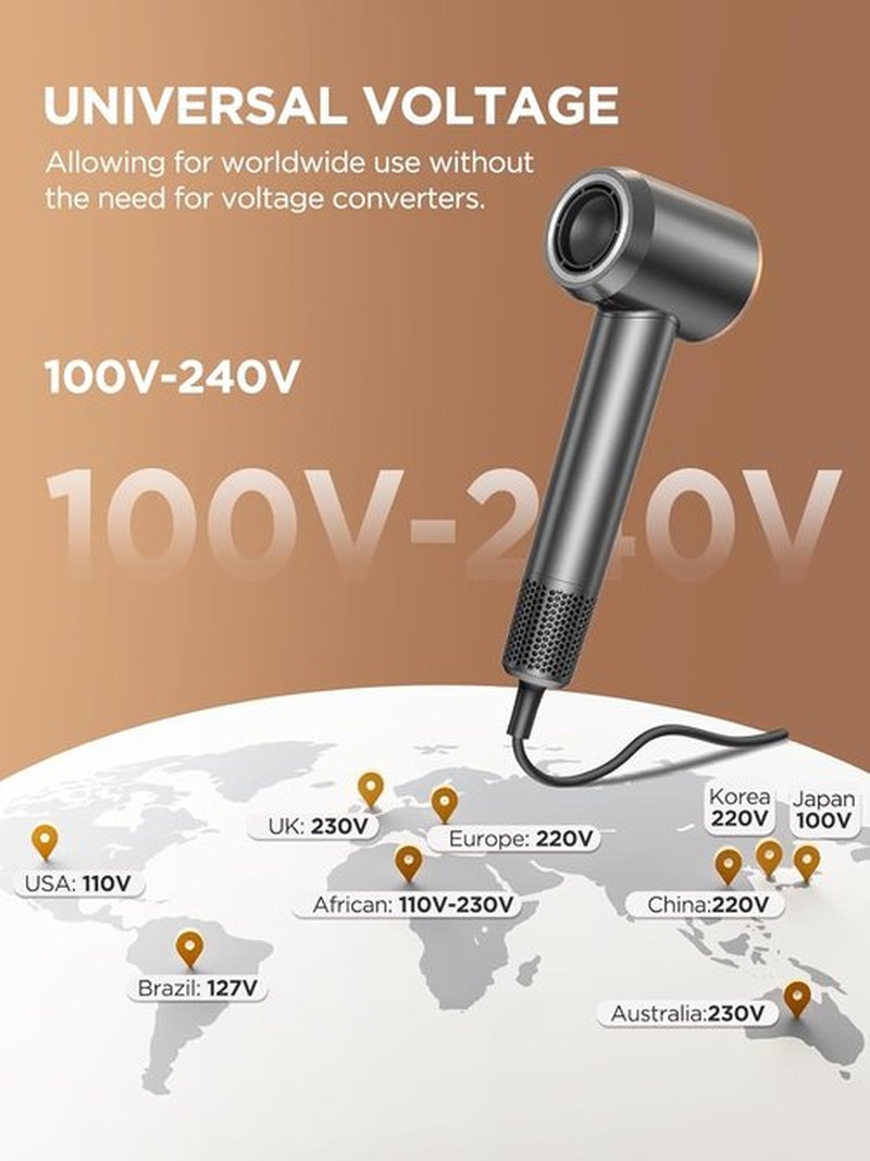 Skiennix Dual Voltage Travel Hair Dryer - High-Speed Ionic Blow Dryer with Diffuser | Lightweight & Low Noise, Perfect for European Travel