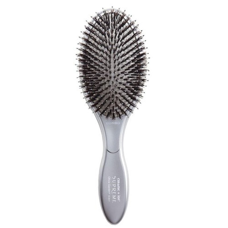 Olivia Garden Ceramic + Ion Supreme Styler Paddle Brush - Boar Bristles for Shine & Frizz Control