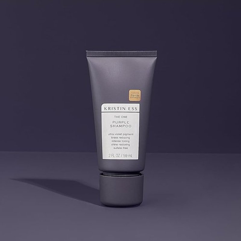 Kristin Ess Hair The One Purple Shampoo - Travel Size for Blonde Hair | Neutralizes Brass & Yellow Tones, Color Safe