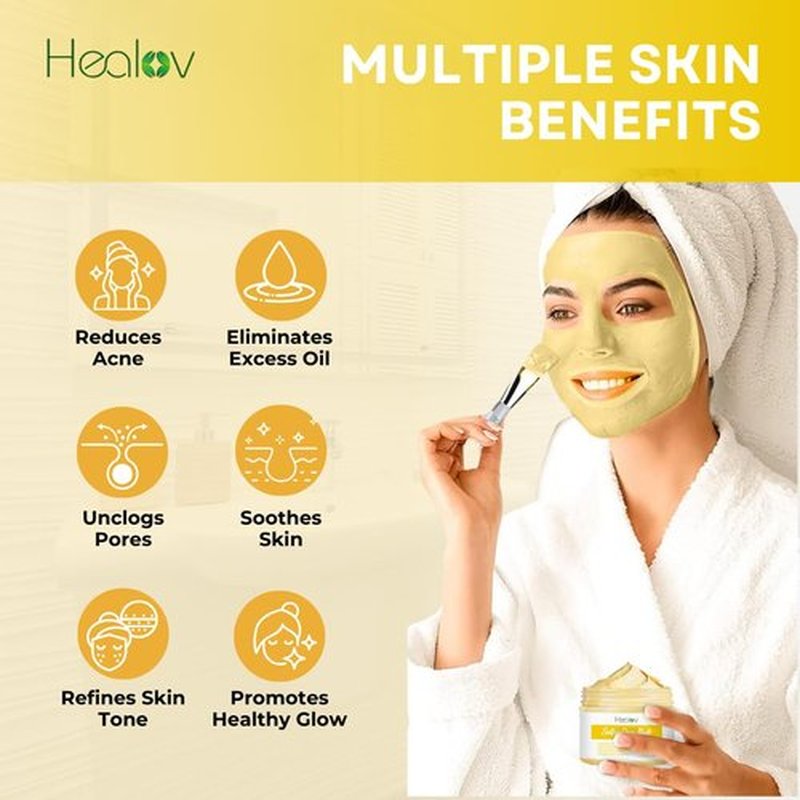 **Sulfur Face Mask - All-Natural Clay Treatment for Glowing Skin | Absorbs Oil & Unclogs Pores**