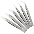6 Pcs Precision Ceramic Reverse Solder Tweezers, Non-Conductive, Anti-Magnetic Pointed & Curved Tips Tweezers Set, Cross Lock Fiber Grip Soldering Tool, Heat-resistant Electronics Tweezers