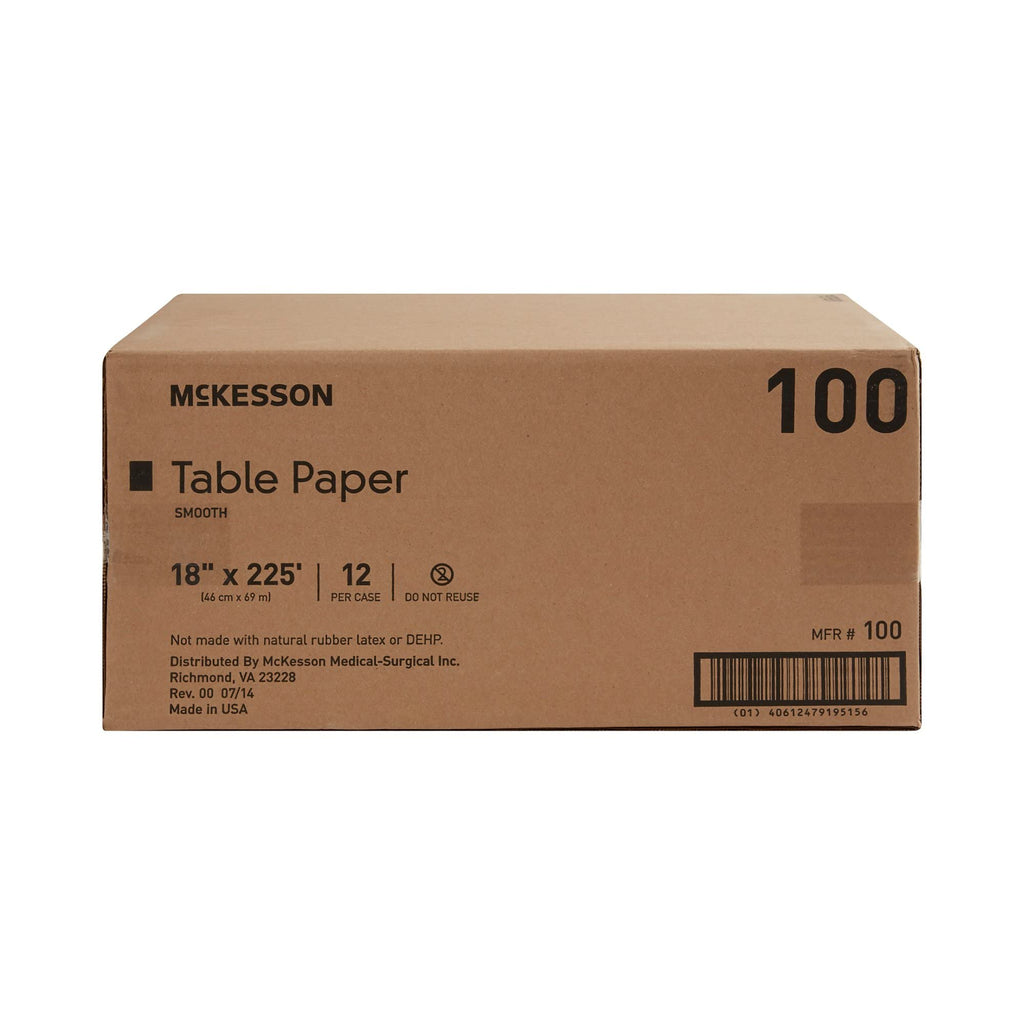 McKesson Medical Exam Table Paper Rolls [12 Rolls] – 18 in x 225 ft White Standard Smooth Disposable Bed Cover for Doctor, Spa, Diaper Changing, Waxing, Nursing, Chiropractor, Patternmaking, Tracing