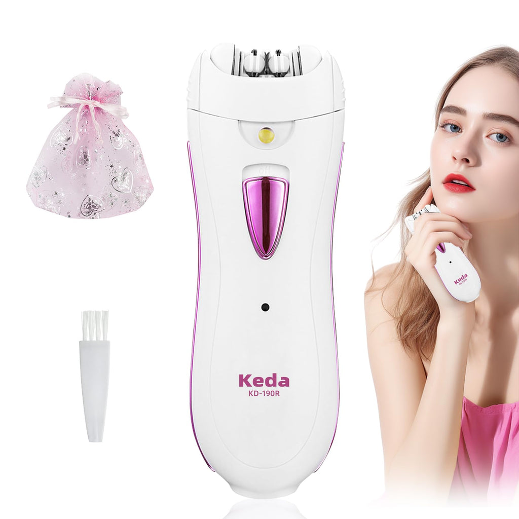 Epilator for Women, Smooth Glide Epilator for Face, Rechargeable Facial Epilator Hair Removal Face Trimmer Device with LED Light for Facial Armpit Bikini and Leg