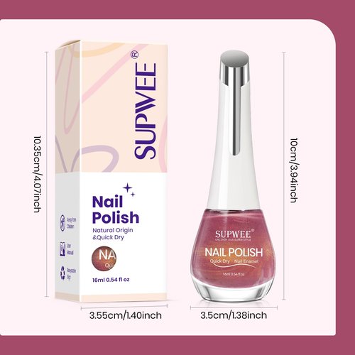 SUPWEE Magnetic Nail Polish Non Gel Cat Eye Nail Polish Quick Dry, Fast Drying Fingernail Lacquer, Air Drying, Chip Resistant, Vegan, Long Lasting, Large Capacity 16ml/0.54fl oz