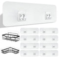 DSJIFGEW 9 Pack Shower Caddy Adhesive Replacement Strips, Heavy Duty Clear Waterproof Sticky Hooks, No Drilling Wall Mount for Shower Shelves, Bathroom Storage, Kitchen Rack & Soap Holder