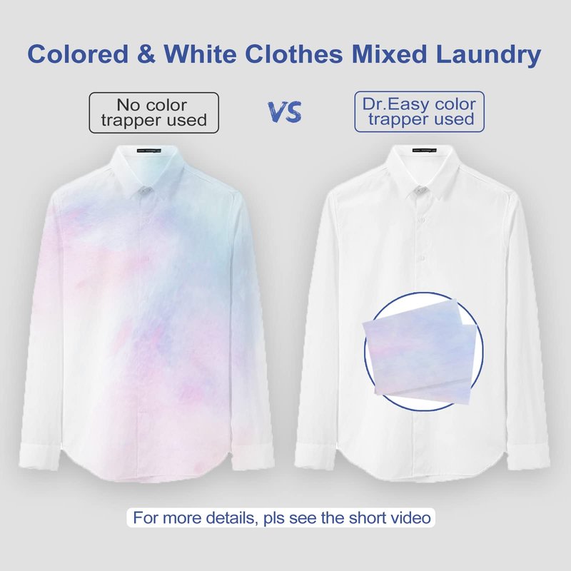 DR. EASY Unscented Color Catcher Sheets, 72 Count, Special Pores Texture, Dye & Fluorescent Remover, Safe for Dryer, Compatible with All Washers & HE, Non-Toxic, All Skin Types