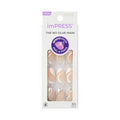 KISS imPRESS No Glue Mani Press On Nails, Design, 'On My Mind', White, Medium Size, Almond Shape, Includes 30 Nails, Prep Pad, Instructions Sheet, 1 Manicure Stick, 1 Mini File