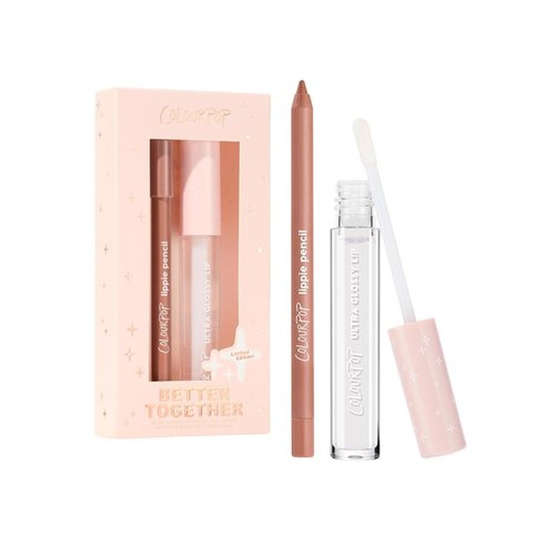 ColourPop Better Together Lip Pencil & Gloss Duo - Warm Nude Lip Combo for Definition & Shine | Includes BFF & 20 Carats (2 Count)