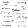 One Grace Believe Collection - Inspirational and Motivational Words Small Temporary Tattoos - Realistic Long Lasting Waterproof Black Mini Tattoos for Women and Men