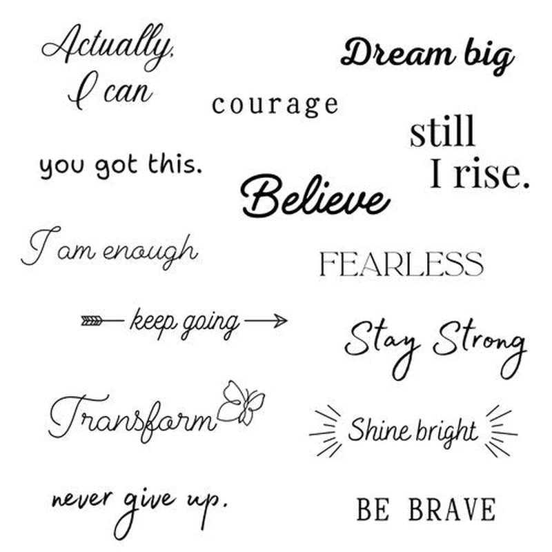 One Grace Believe Collection - Inspirational and Motivational Words Small Temporary Tattoos - Realistic Long Lasting Waterproof Black Mini Tattoos for Women and Men