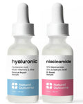 Natural Outcome Hydrating Hyaluronic Acid Serum and 10% Niacinamide Face Serum - Lightweight Anti Aging Facial Serum Set 1 oz Each, Vegan, Cruelty Free & Fragrance Free