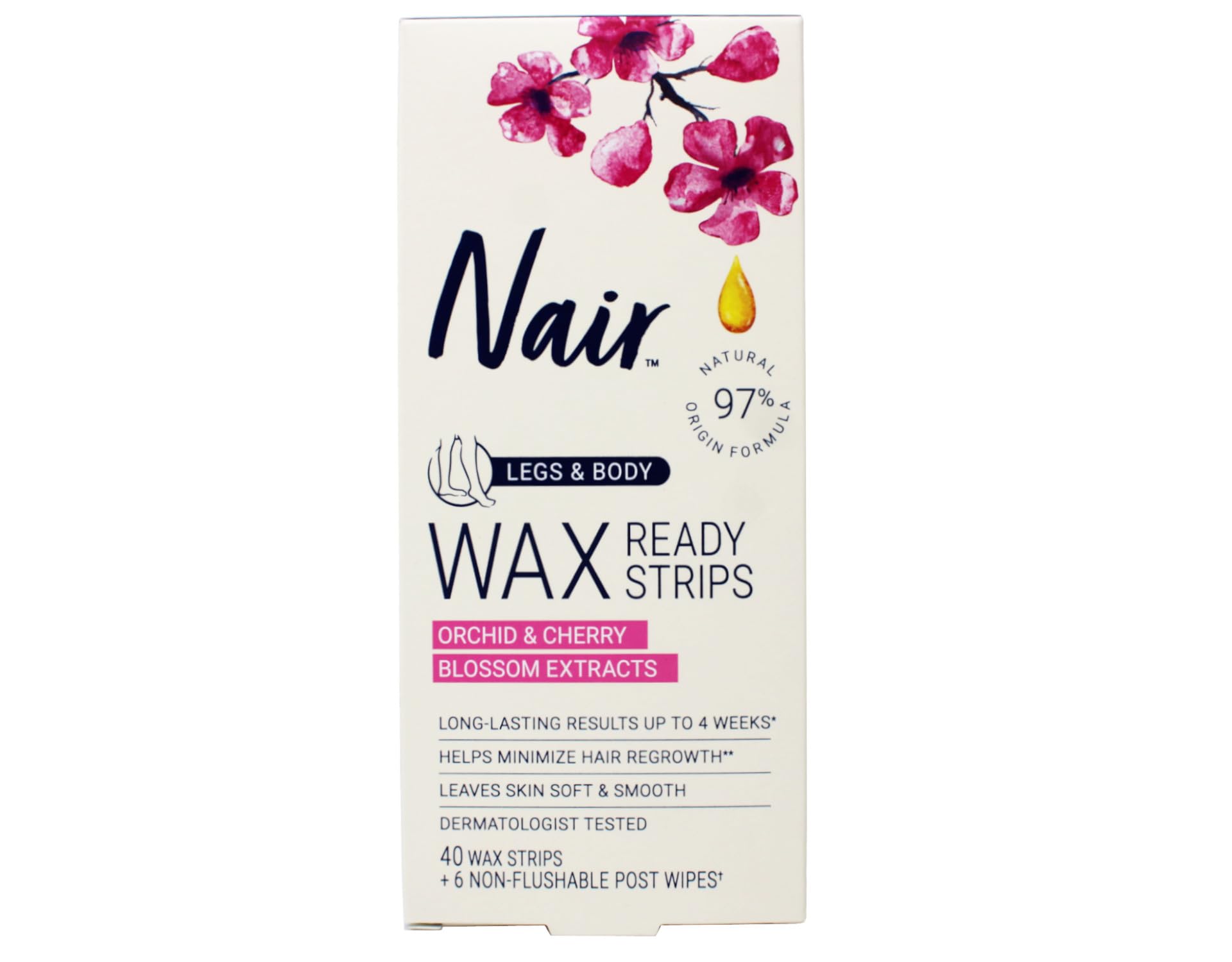 Nair Hair Remover Wax Ready- Strips 40 Count Legs/Body (6 Pack) by Nair