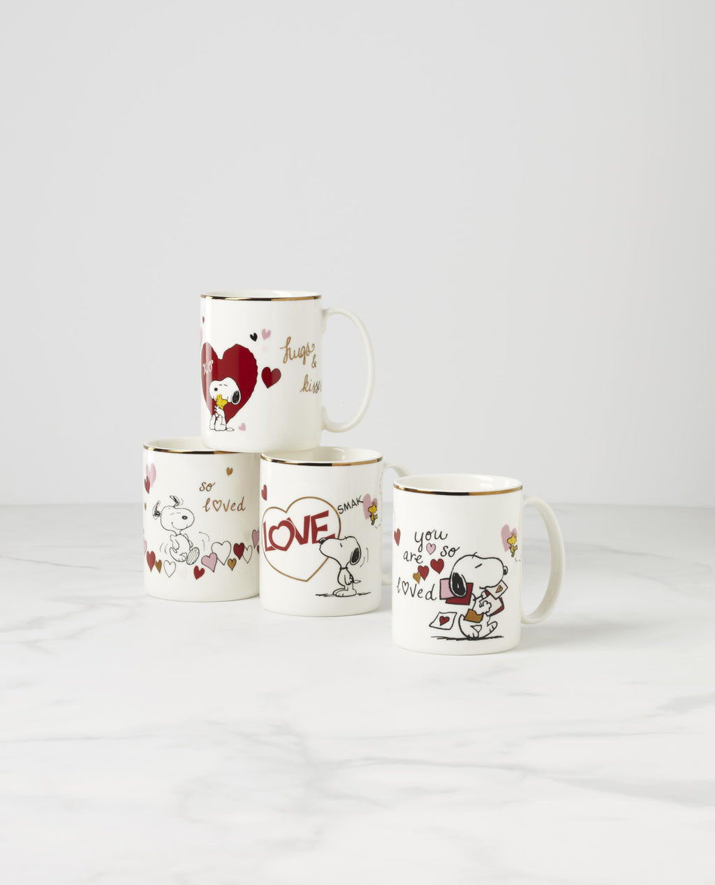 Lenox Snoopy Valentine's Day Entertaining Collection, Mug Set, 4-Piece
