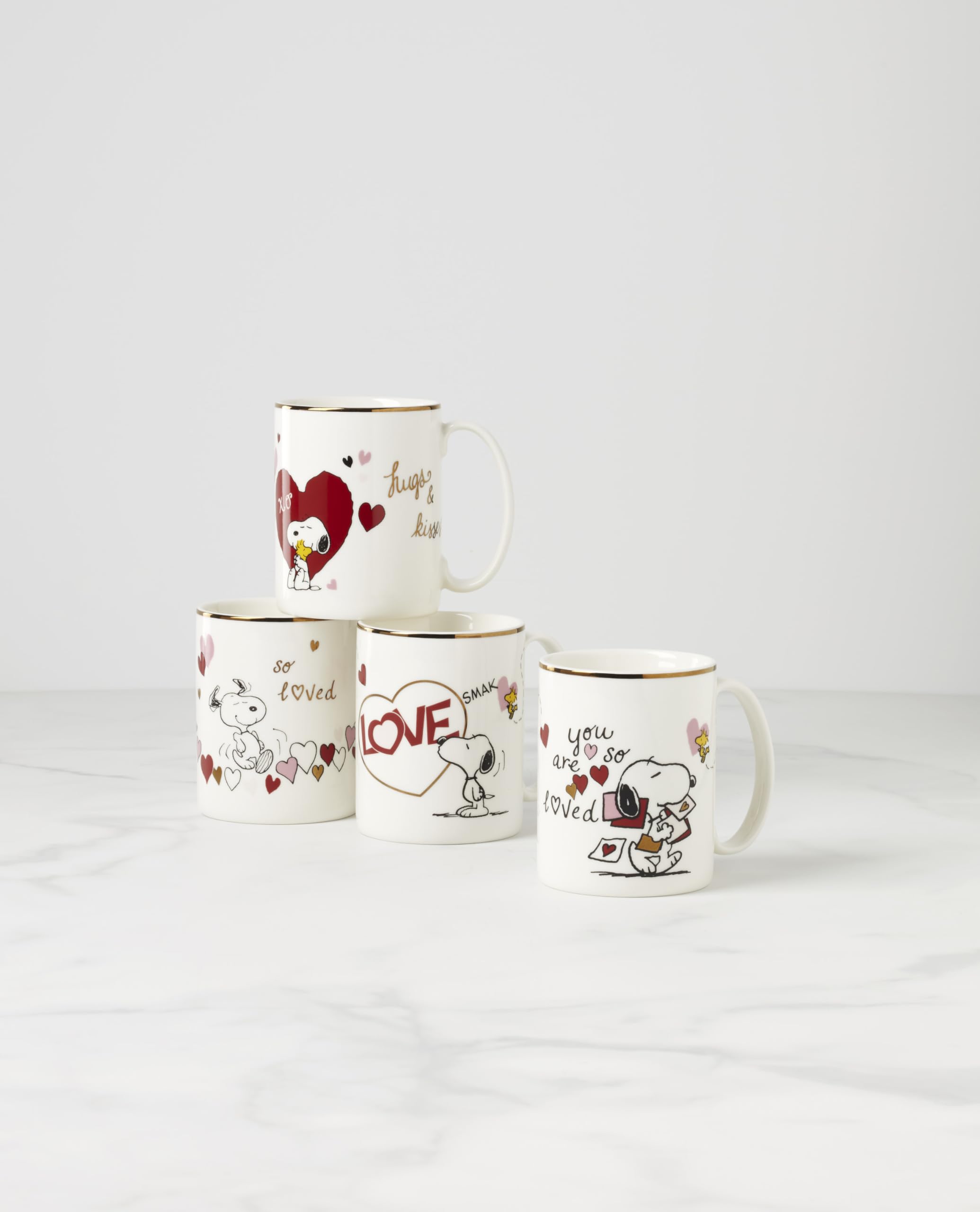 Lenox Snoopy Valentine's Day Entertaining Collection, Mug Set, 4-Piece