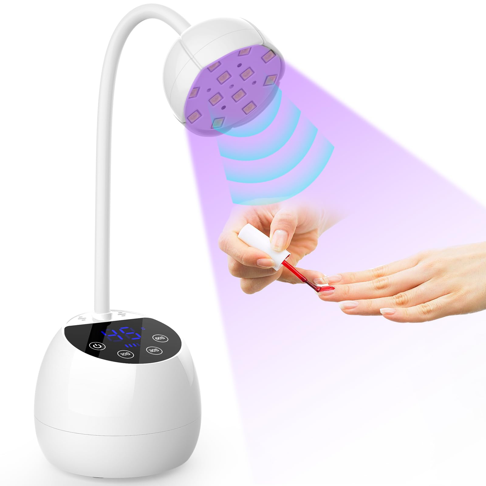 UV LED Nail Lamp Cordless 36W Mini UV Light for Gel X Nails Tips,Portable Hands Free Flash Cure Light,USB Rechargeable Nail Dryers with Sensor & 4 Timers,Rotatable Gooseneck Manicure Gel Polish Lamp