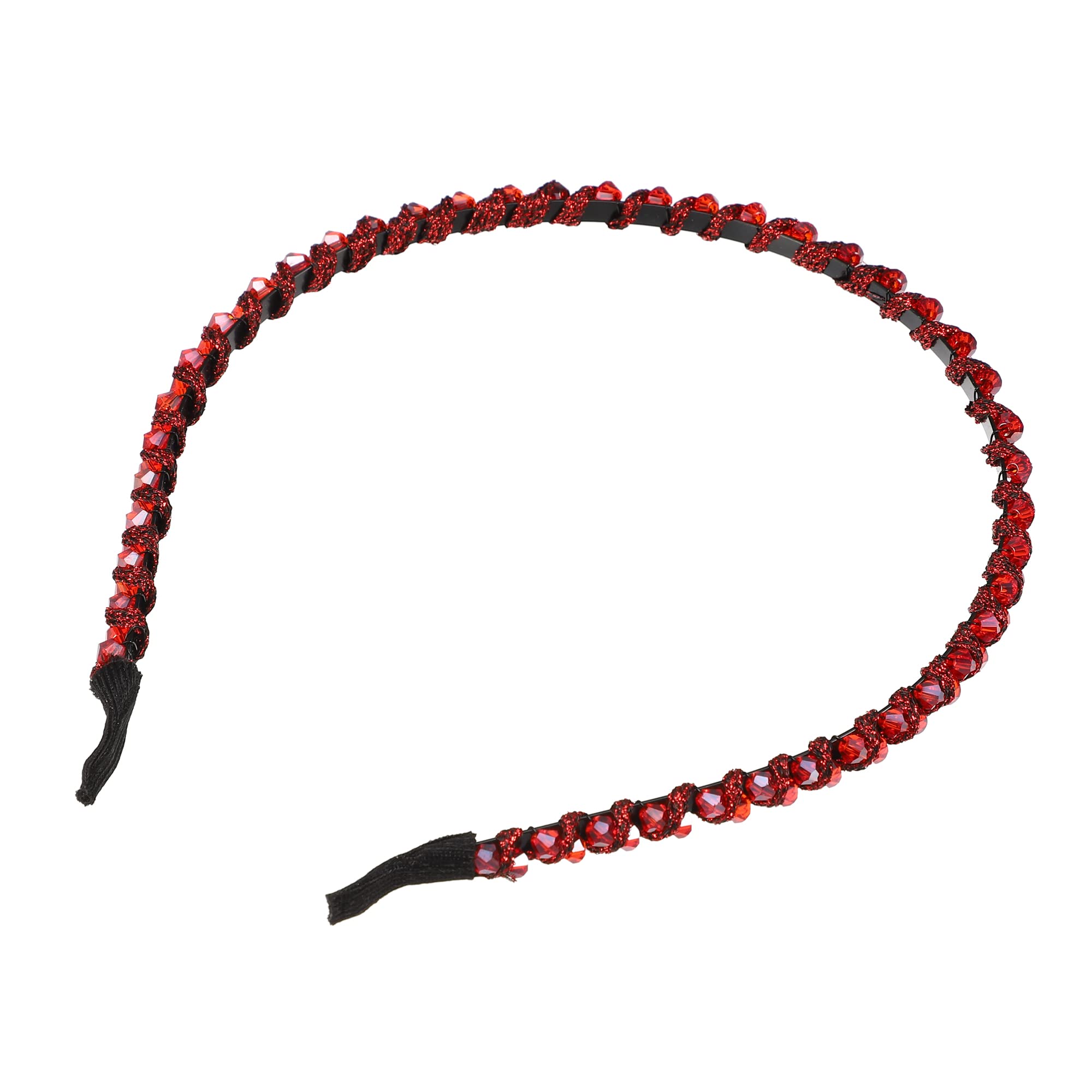 VOCOSTE 1 Pcs Rhinestone Hair Hoop Headband, Hairband for Women, Red, 0.24 Inch Wide