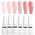 Vishine Nude Gel Polish Kit, Sheer Milky Pink Jelly Transparent Nail Polish UV LED Gel Nail Polish Varnish Nail Art DIY Saon 6Pcs 8ML