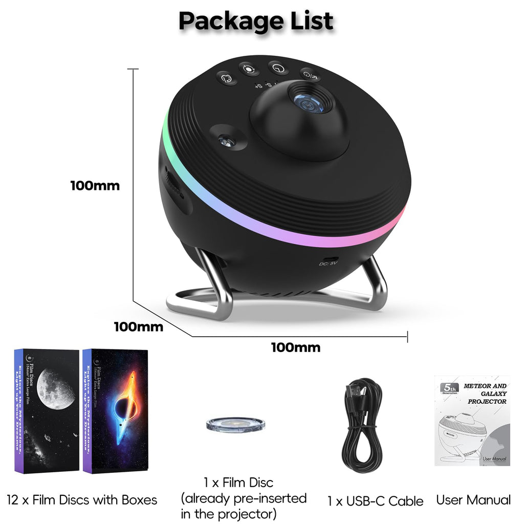 Galaxy Projector for Bedroom 5TH Gen, 13 in 1 HD Planetarium Star Projector with Solar System, Constellation & Meteor, 360° Rotating, Timer, Adjustable Knob, Night Light for Ceiling Kids Adults
