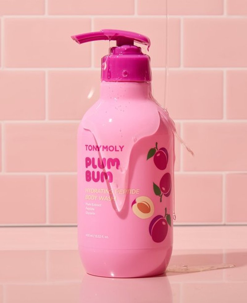 TONYMOLY Plum Bum Peptide Hydrating Body Wash – Moisturizing & Nourishing Cleanser with Plum Extract, Peptides & Glycerin – Gentle Korean Body Wash for Soft, Smooth, Radiant Skin, 13.5 fl oz