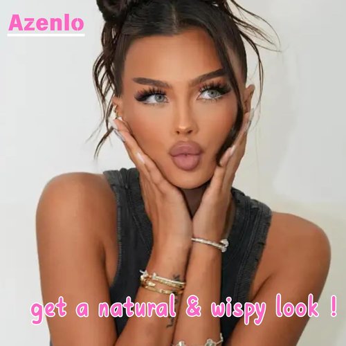 Azenlo False Eyelashes 48 Pairs Faux Mink Lashes 14mm Wispy Lashes 3D Fluffy Cat Eye Lashes Pack Bulk Wholesale Strip Lashes(style 48-045)