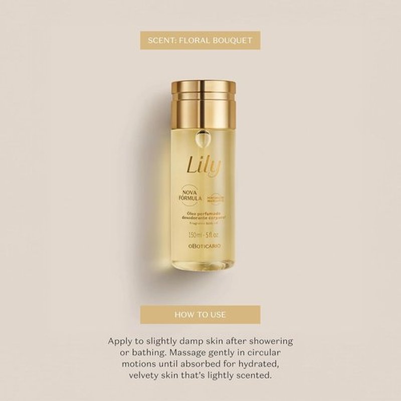 Lily Scented Body Oil - Lightweight, Fast Absorbing Moisturizer | 5 Ounce Size