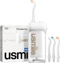 Usmile C10 Portable Water Flosser - Travel-Friendly Design, 95-Day Battery Life, 4 Modes, 180ml Tank | IPX7 Waterproof, Ideal for Braces & Sensitive Gums (White)