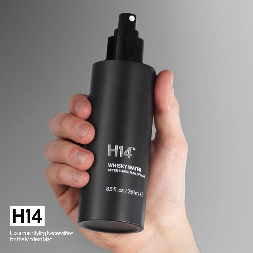 H14 Whisky Water Aftershave for Men - Aftershave Man-Splash with Grape Seed Oil and Horse Chestnut Bark Extract - Tones and Tightens Pores - Masculine Whisky Inspired Cologne Scent - 8.5 fl oz