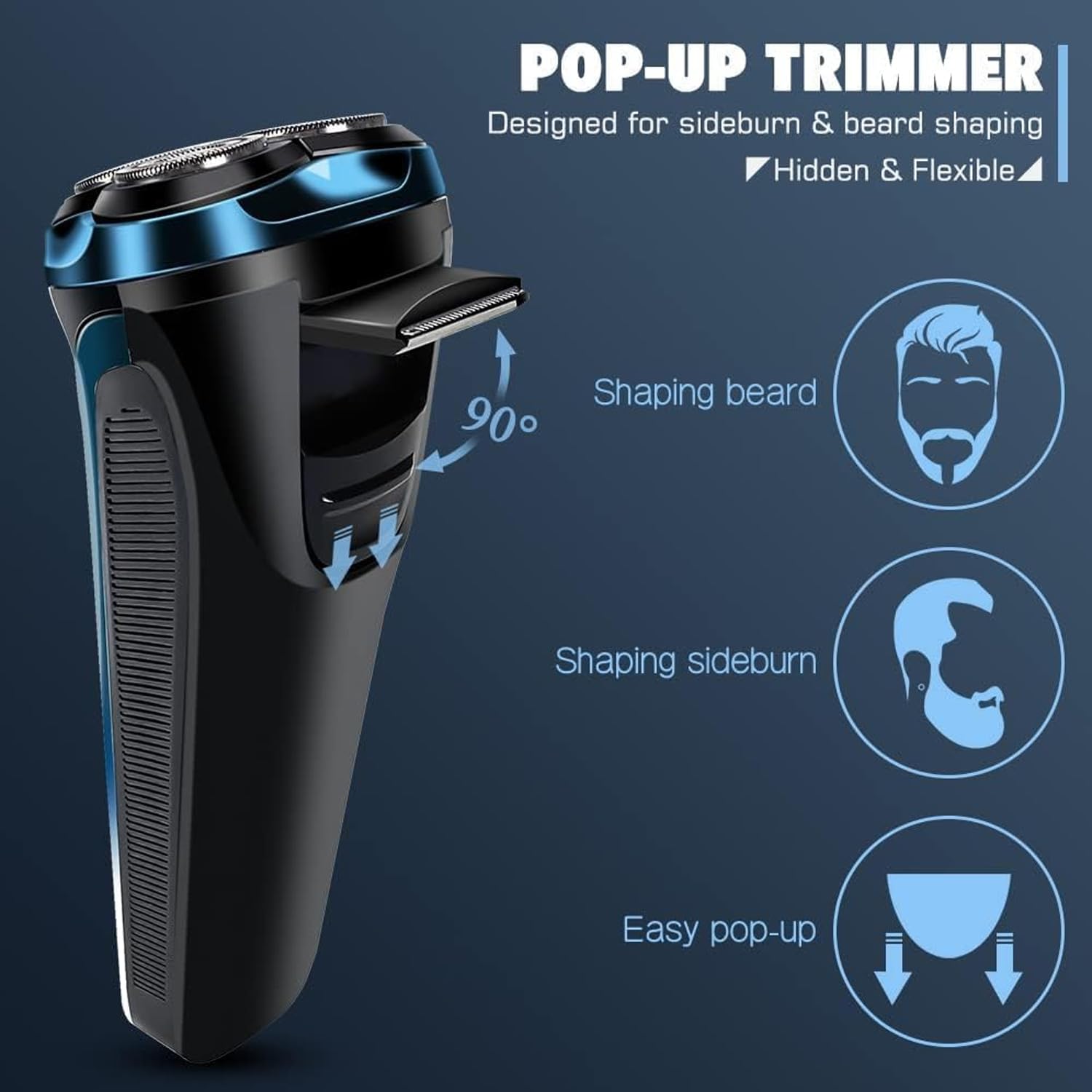 Snapbuy Electric Razor for Men, Snapbuy Electric Razor Pro of Father, 4D Floating Head Rotary Shaver, Ipx7 Waterproof Electrical Razors, Wet & Dry Fast Charging Electrical Shaver LCD Display (Gray)