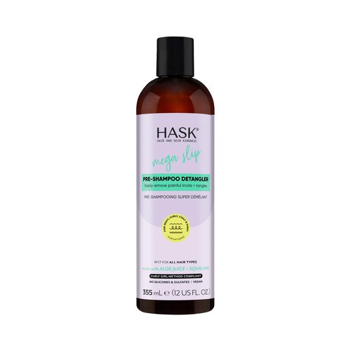 HASK Mega Slip Pre-Shampoo Detangler with Aloe Juice & Squalane for Wavy, Curly, Coily & Kinky Hair, Moisturizes, Adds Slip, Reduces Breakage, Vegan, Sulfate-Free, Cruelty-Free – 12 fl oz