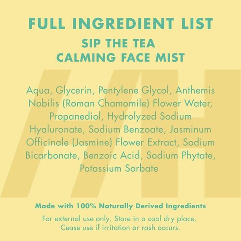 Handmade Heroes Sip The Tea Calming Face Mist Serum – Hydrating Facial Spray with Chamomile, Jasmine & Hyaluronic Acid – Vegan, Alcohol Free Formula for Dewy, Refreshed Skin – 2.2 fl oz